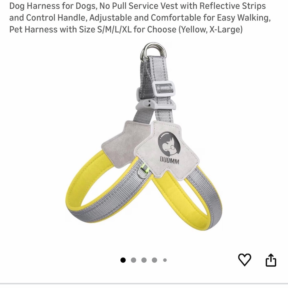 Yellow and Gray Dog Harness